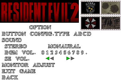 The Spriters Resource - Full Sheet View - Resident Evil 2 - Option Menu