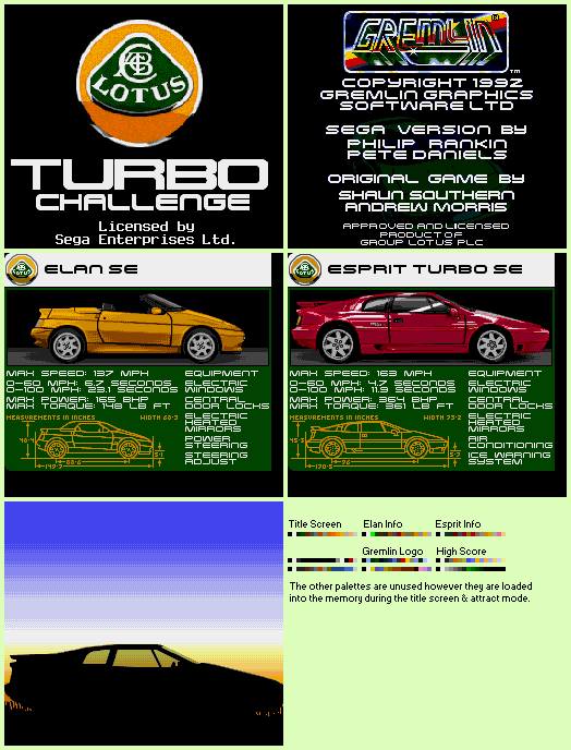 Lotus Turbo Challenge - Title Screen & Attract Mode