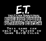 E.T. The Extra-Terrestrial: Escape from Planet Earth - Game Boy Error Message