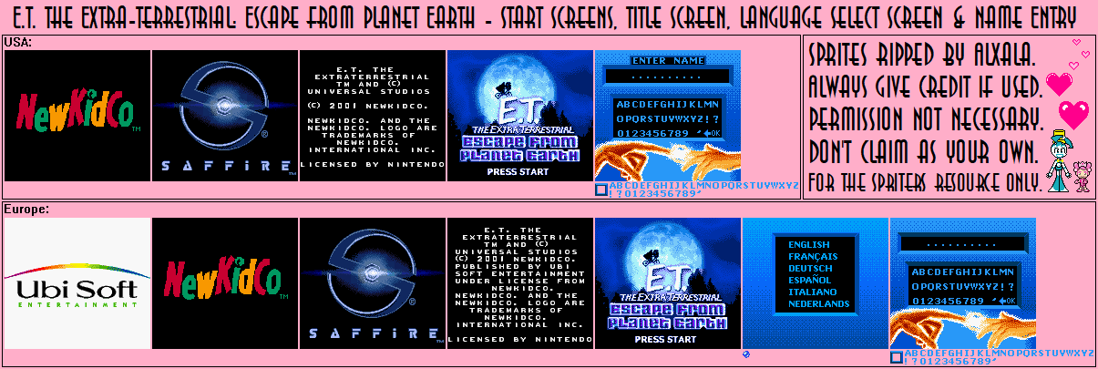 Start Screens, Title Screen, Language Select Screen & Name Entry