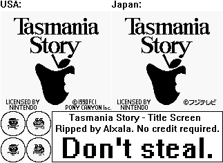 Tasmania Story - Title Screen