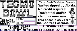 Tecmo Bowl (GB) - Title Screen Elements