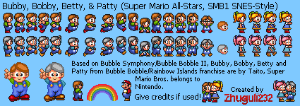 Rainbow Islands Customs - Bubby, Bobby, Betty, & Patty (SMB SNES-Style)