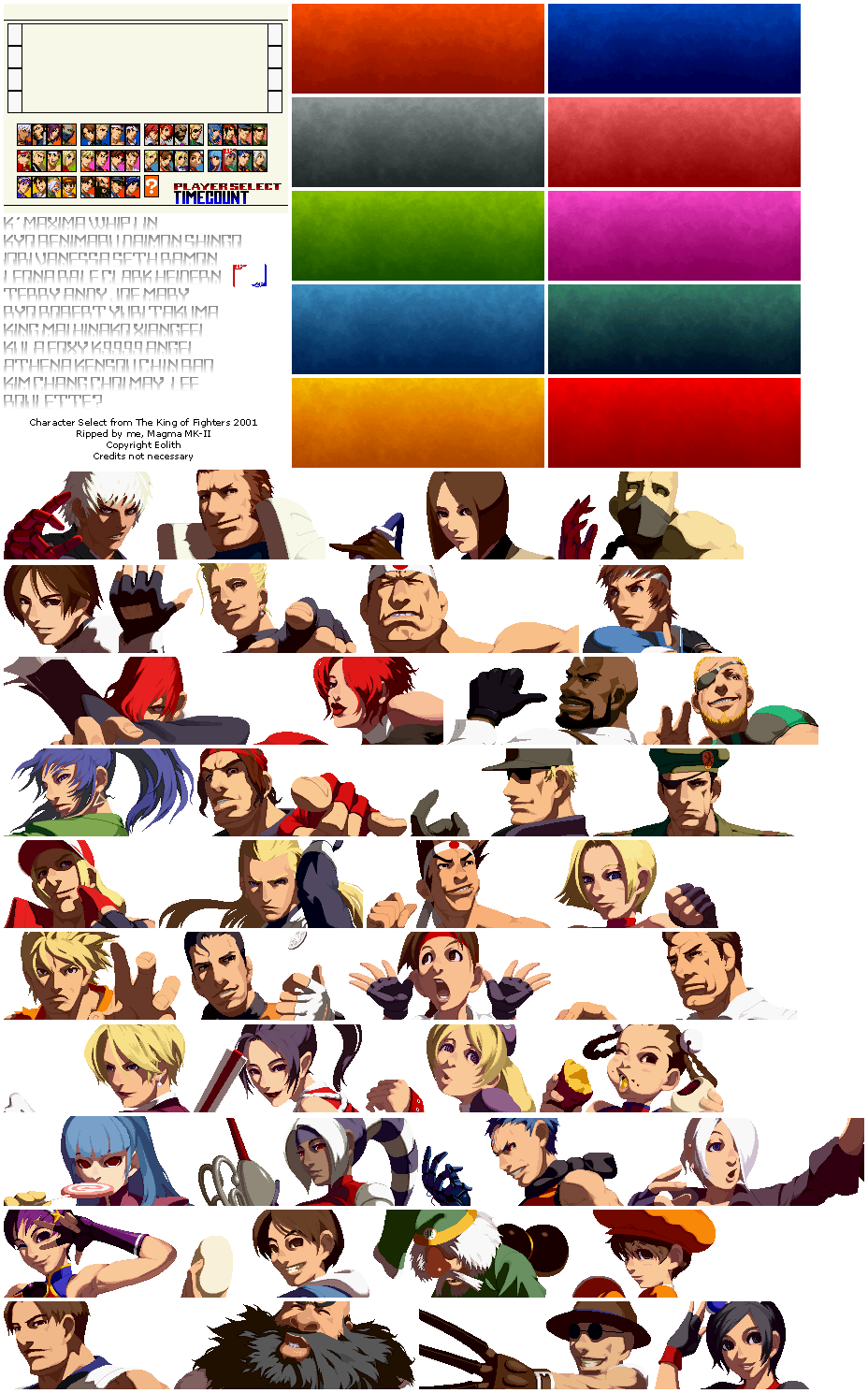 The King of Fighters 2001 - Character Select