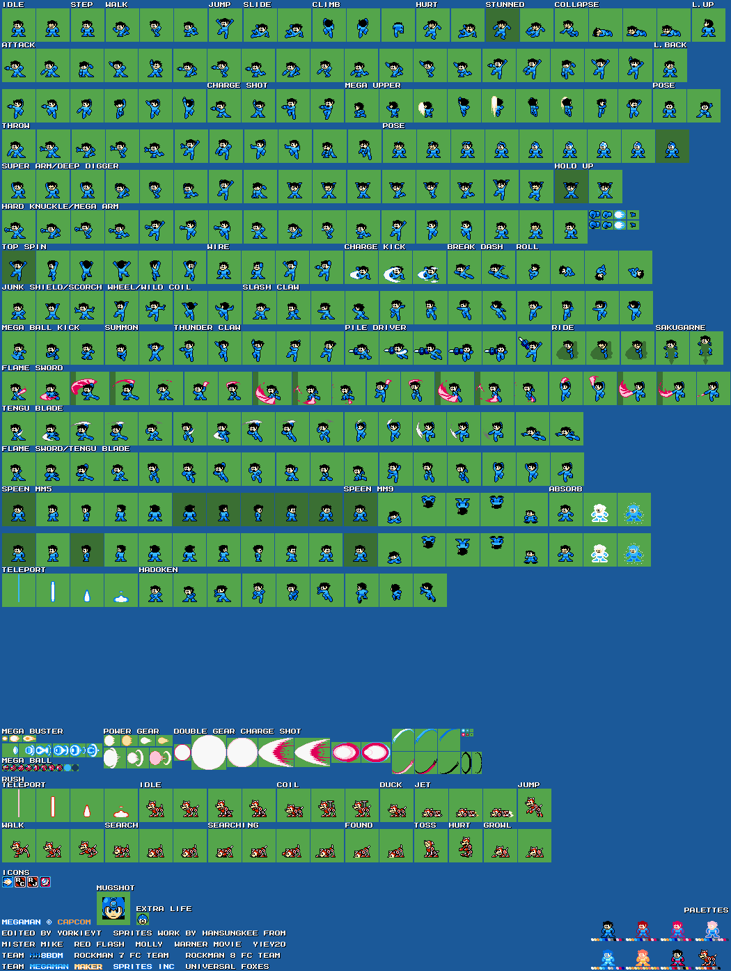 Mega Man Customs - Mega Man (Helmetless, Expanded) (Inti Creates 8-bit-Style)