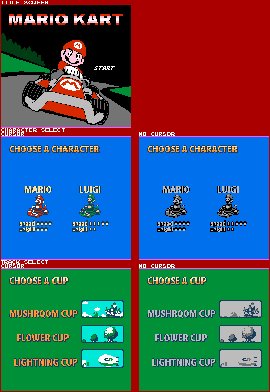 Mario Kart (Bootleg) - Title Screen & Menus