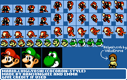 Mario, Luigi, Yoshi (Cocoron-Style)