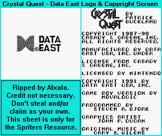 Crystal Quest - Data East Logo & Copyright Screen