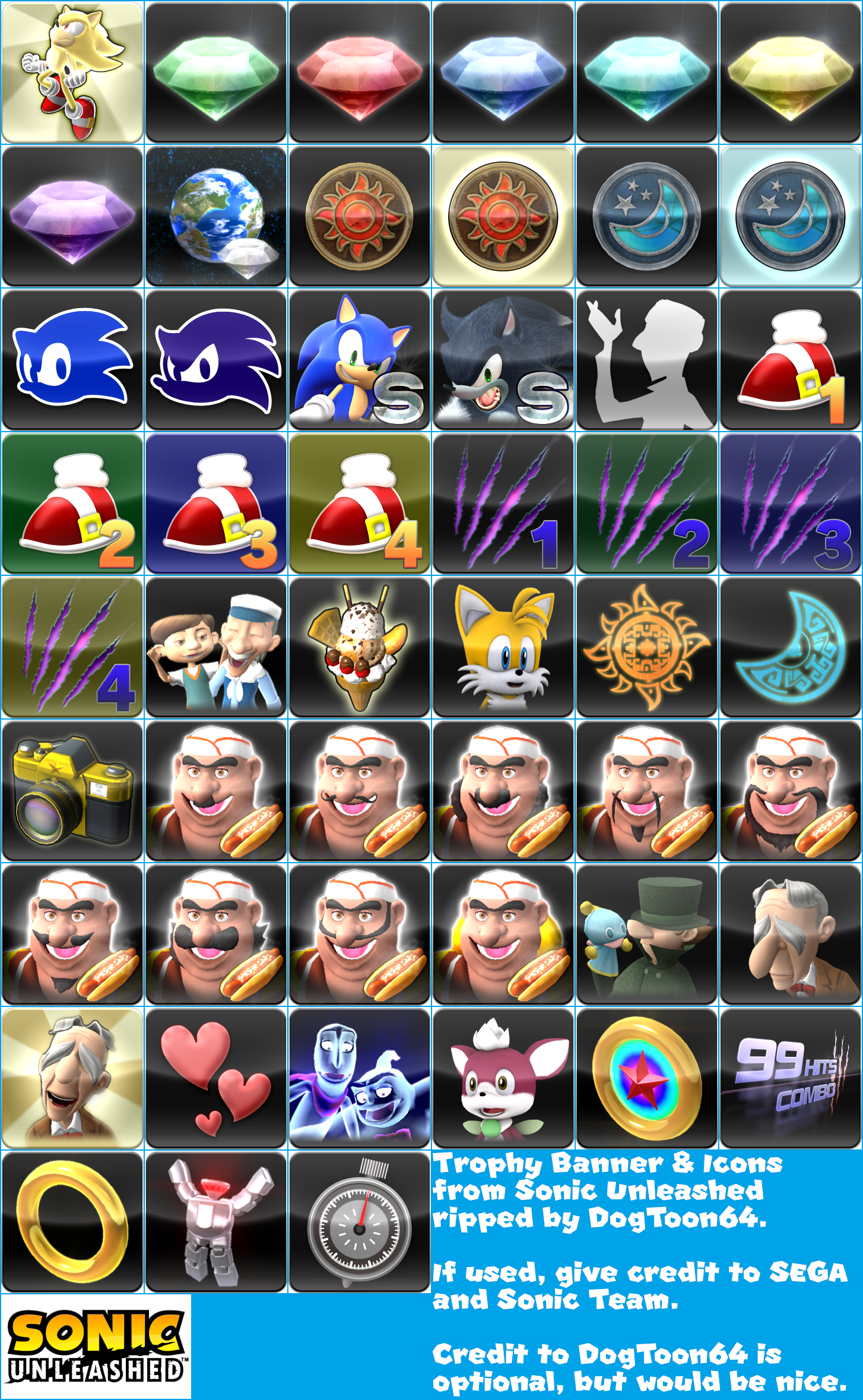 Sonic Unleashed - Trophy Banner & Icons