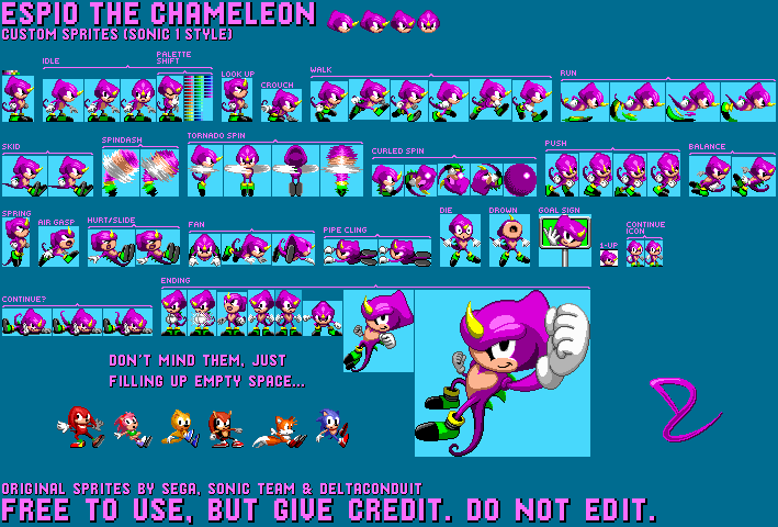 Sonic the Hedgehog Customs - Espio (Classic, Sonic 1-Style)