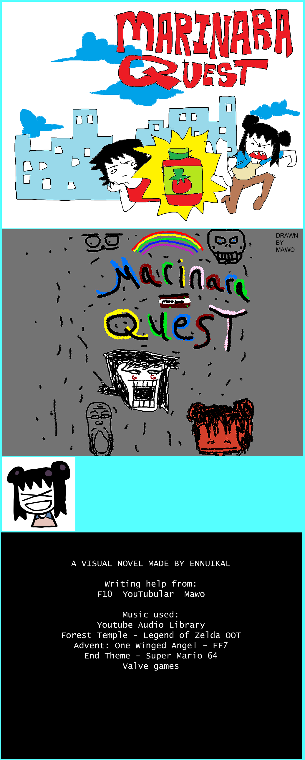 MARINARA QUEST - Title Screen, Credits, and Window Icon