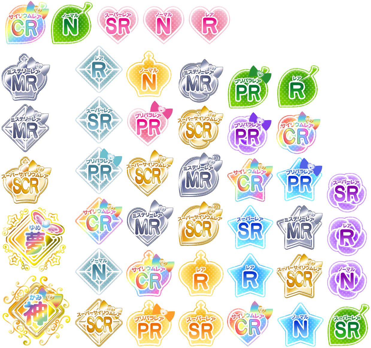 PriPara: All Idol Perfect Stage! (JPN) - Item Rarity Icons