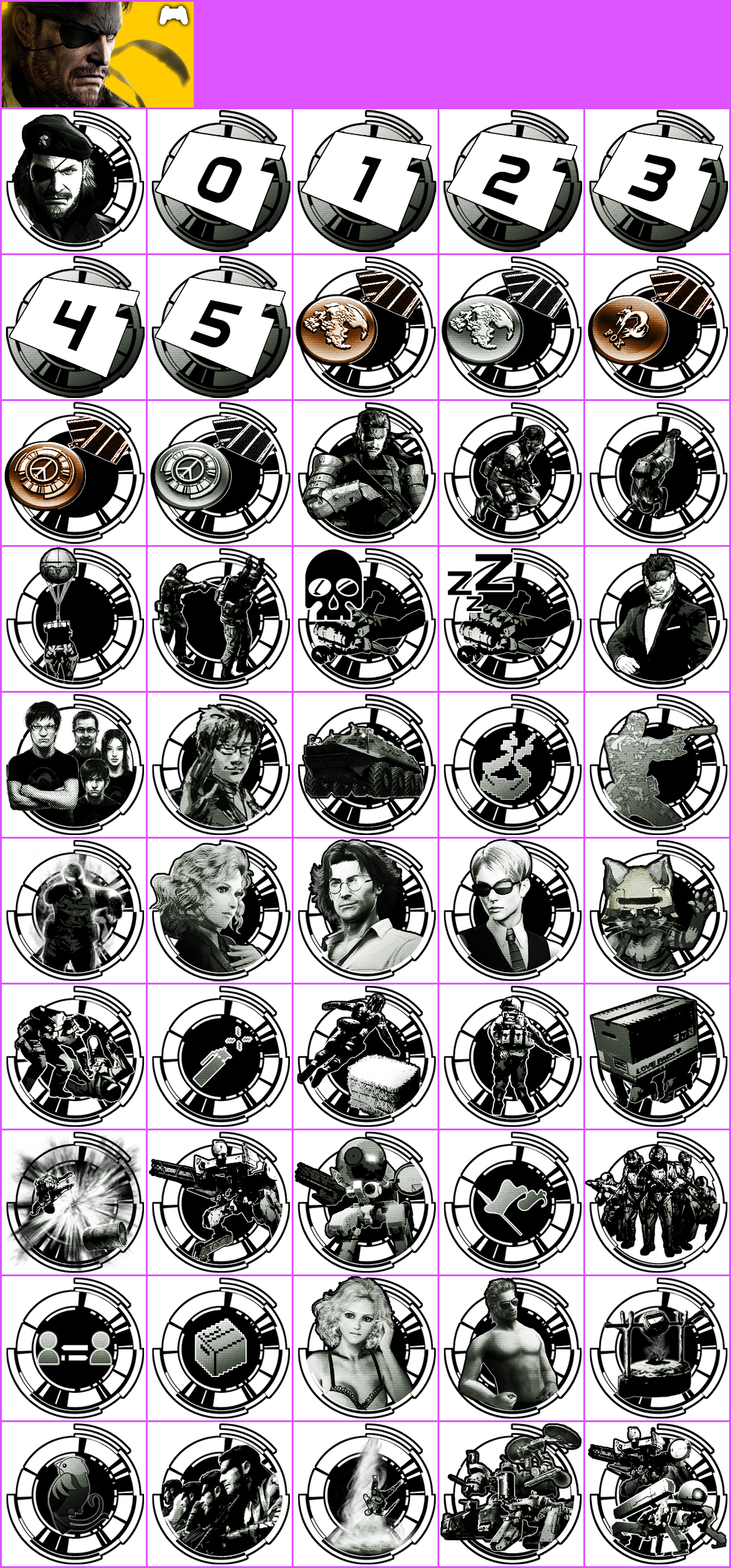 Metal Gear Solid HD Collection - Trophy Banner & Icons (Metal Gear Solid: Peace Walker)