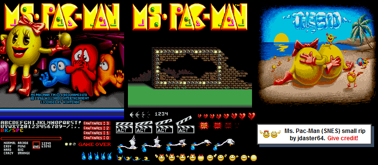 SNES - Ms. Pac-Man - Various - The Spriters Resource