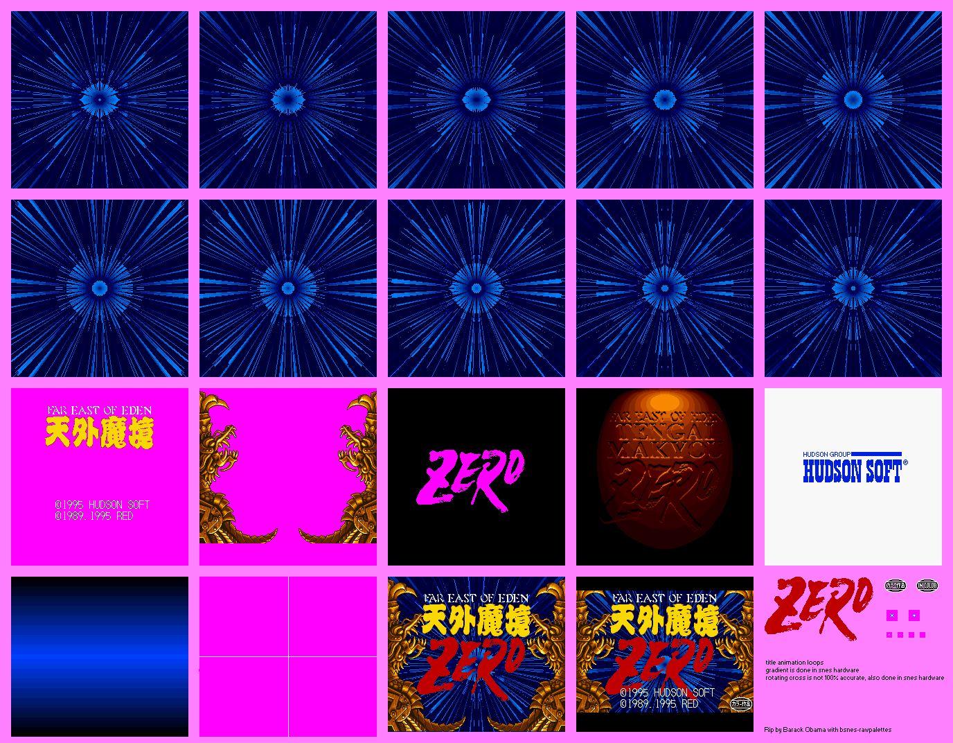 Tengai Makyou Zero / Far East of Eden Zero (JPN) - Title Screen, Save Menu & Splash