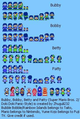 Rainbow Islands Customs - Bubby, Bobby, Betty, & Patty (SMB2 NES-Style)