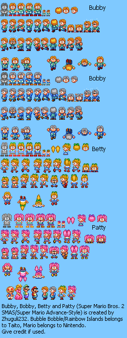 Bubby, Bobby, Betty, & Patty (SMB2 SNES-Style)