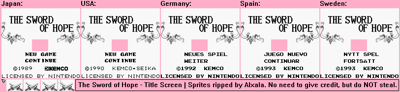 The Sword of Hope - Title Screen