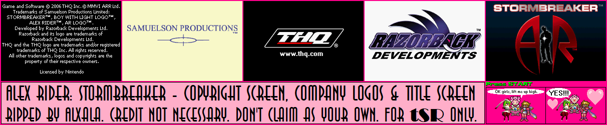 Copyright Screen, Company Logos & Title Screen