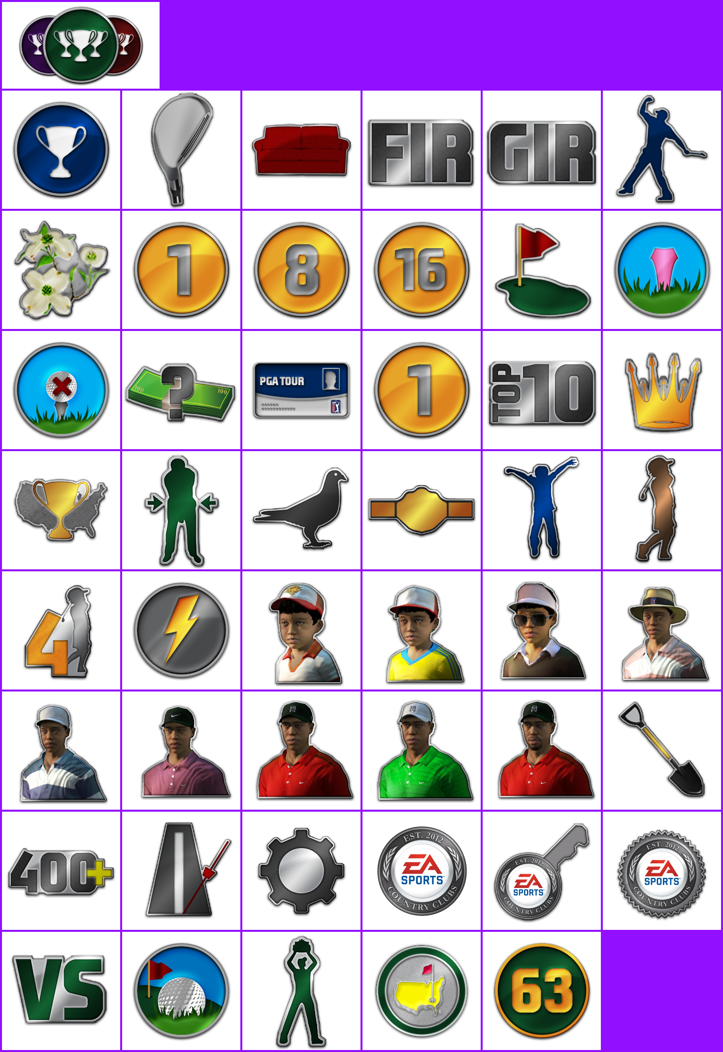 Tiger Woods PGA Tour 13 - Trophy Banner & Icons