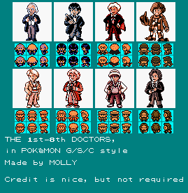 Doctor Who Customs - The Doctor (1st-8th) (Pokémon G/S/C-Style)