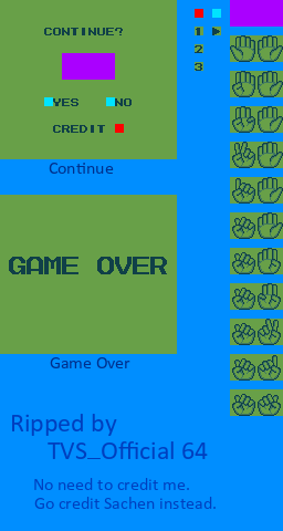 Continue and Game Over screen