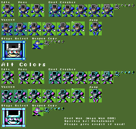 The Spriters Resource - Full Sheet View - Mega Man Customs - Dust Man ...