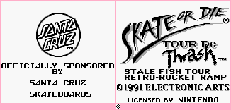 Skate or Die: Tour de Thrash - Startup Screen & Title Screen