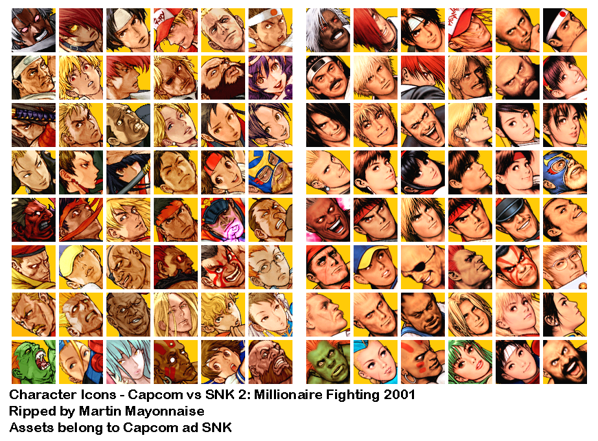 Capcom vs. SNK 2: Mark of the Millenium 2001 - Character HUD Icons