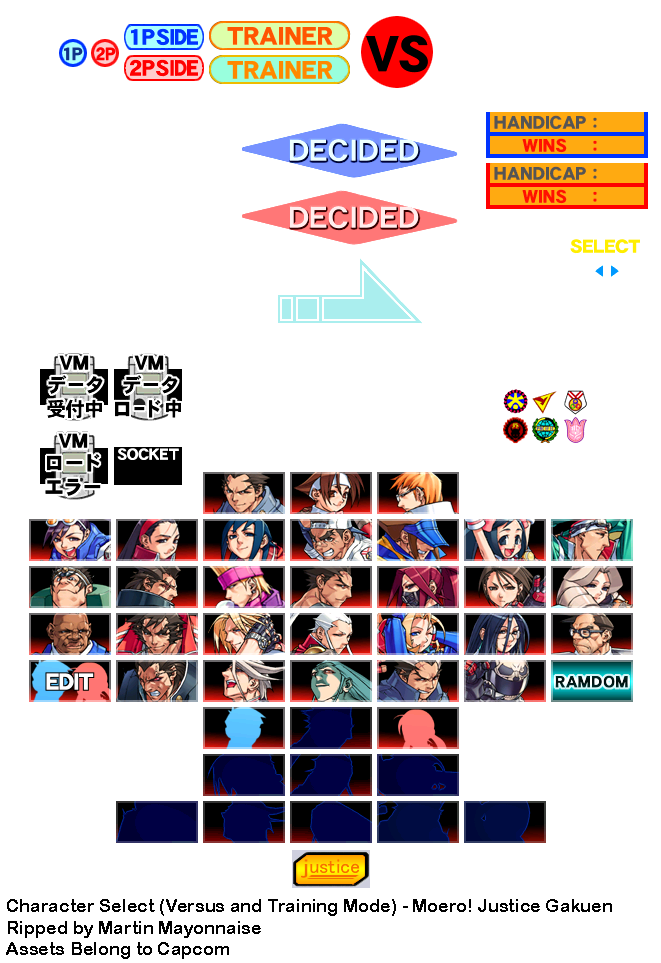 Project Justice - Character Select (Versus and Training Modes)