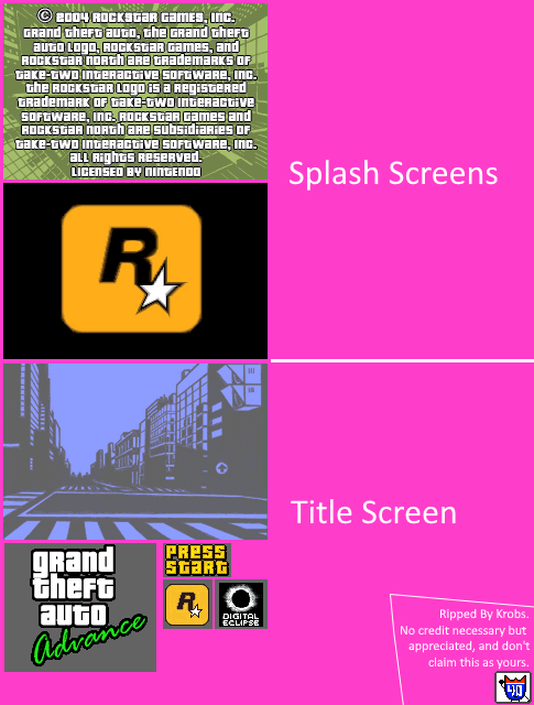 Grand Theft Auto Advance - Splash Screens & Title Screen