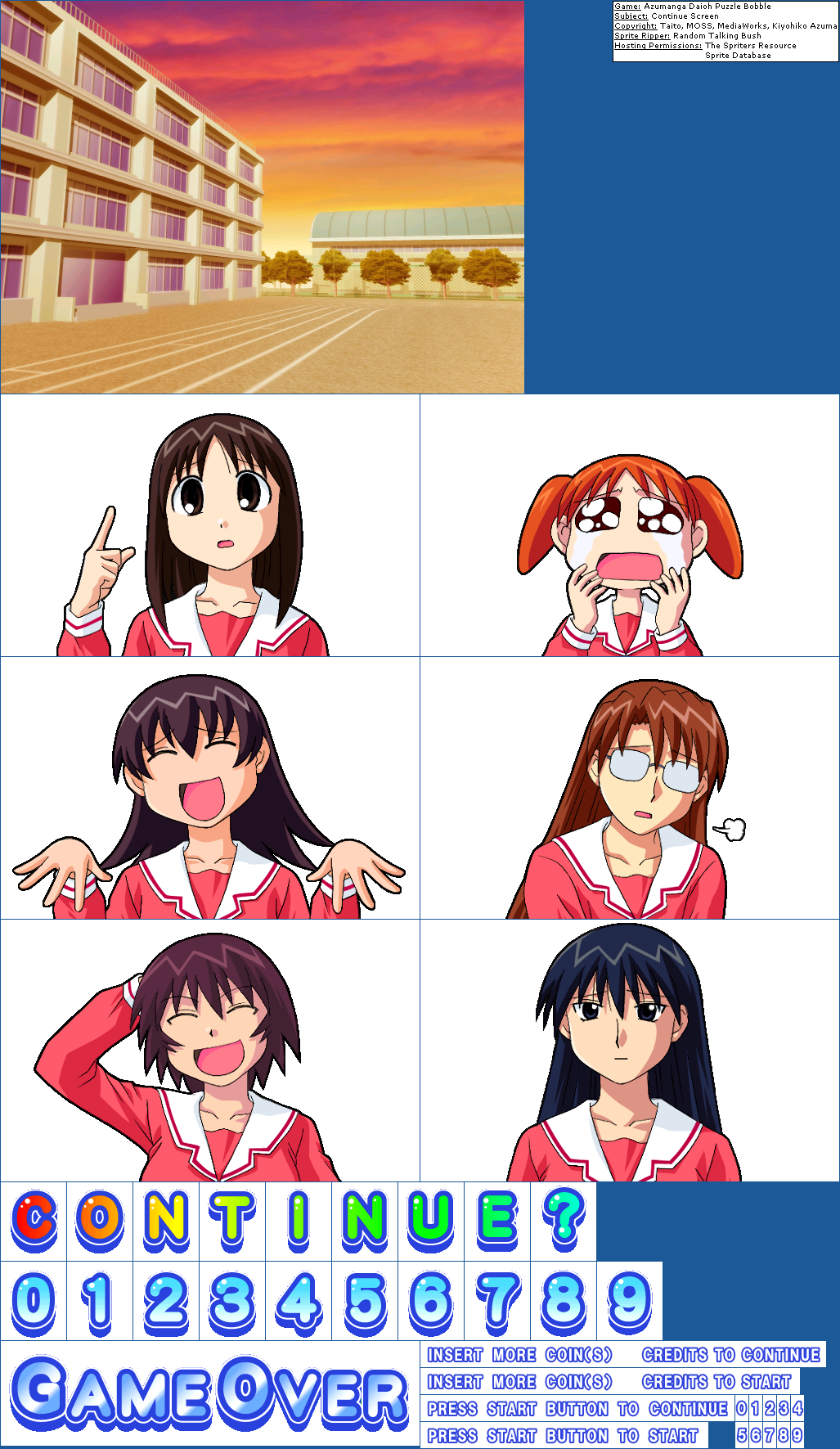 Azumanga Daioh Puzzle Bobble - Continue Screen