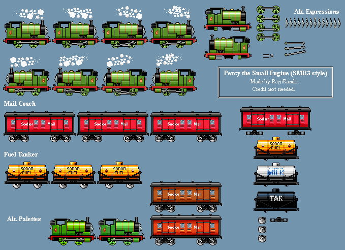 Thomas The Tank Engine Customs - Percy (Super Mario Bros. 3 SNES-Style)