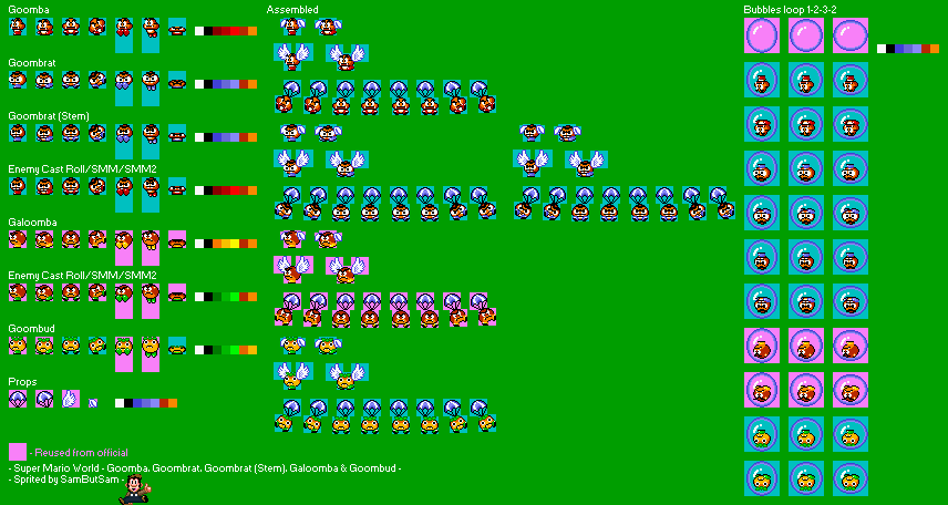 Mario Customs - Goombas, Goombrats Galoombas & Goombuds (SNES SMW-Styled)