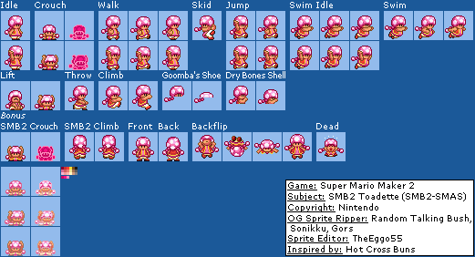 Toadette (SMB2 SNES, SMM2-Style)