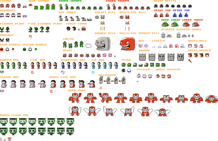 Bowser & Enemies (SMB2 NES-Style)