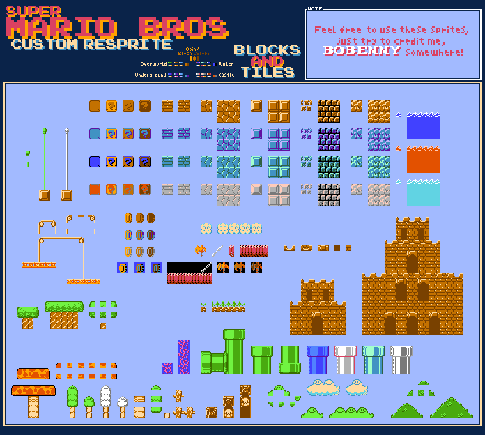 Super Mario Bros 1 Tiles (Enhanced)