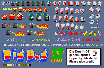 DS / DSi - Namco Museum DS - Dig Dug II Sprites - The Spriters Resource