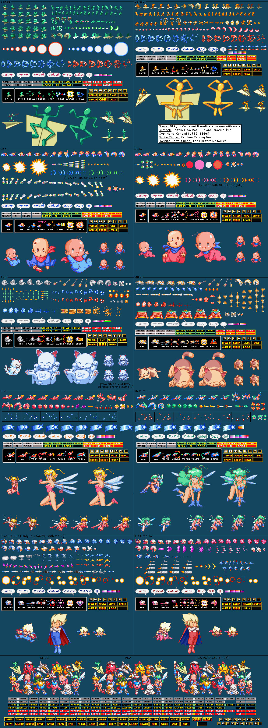 The Spriters Resource - Full Sheet View - Jikkyou Oshaberi Parodius ...