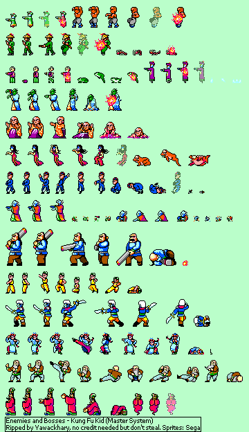 Master System - Kung Fu Kid - Enemies and Bosses - The Spriters Resource