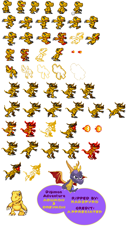 SNES - Digimon Adventure - Agumon & Greymon - The Spriters Resource