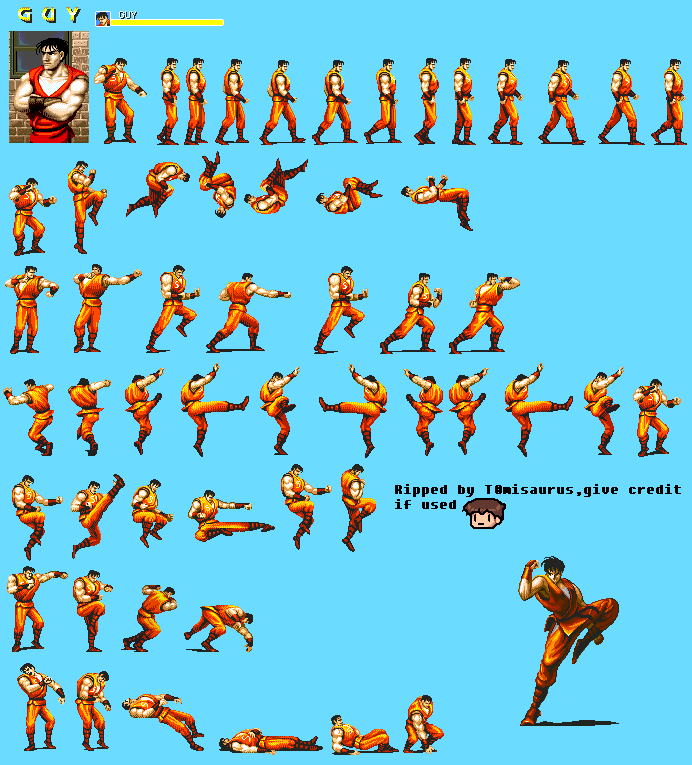 The Spriters Resource - Full Sheet View - Final Fight CD (Sega CD) - Guy