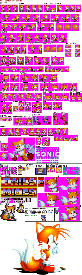 The Spriters Resource - Full Sheet View - Sonic The Hedgehog - Miles ...