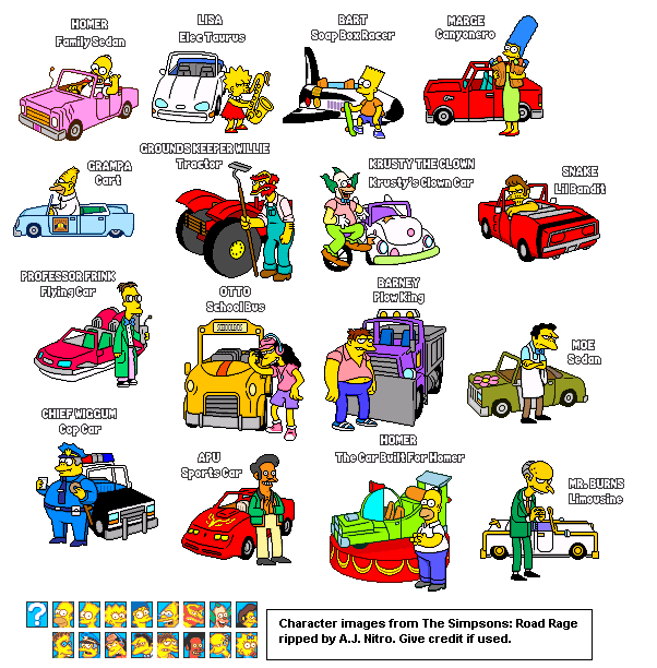 The Simpsons Road Rage Characters