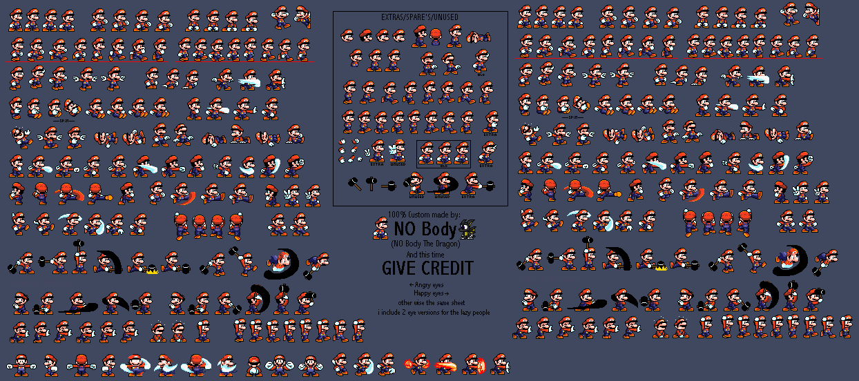 The Spriters Resource - Full Sheet View - Super Smash Bros. Customs - Mario