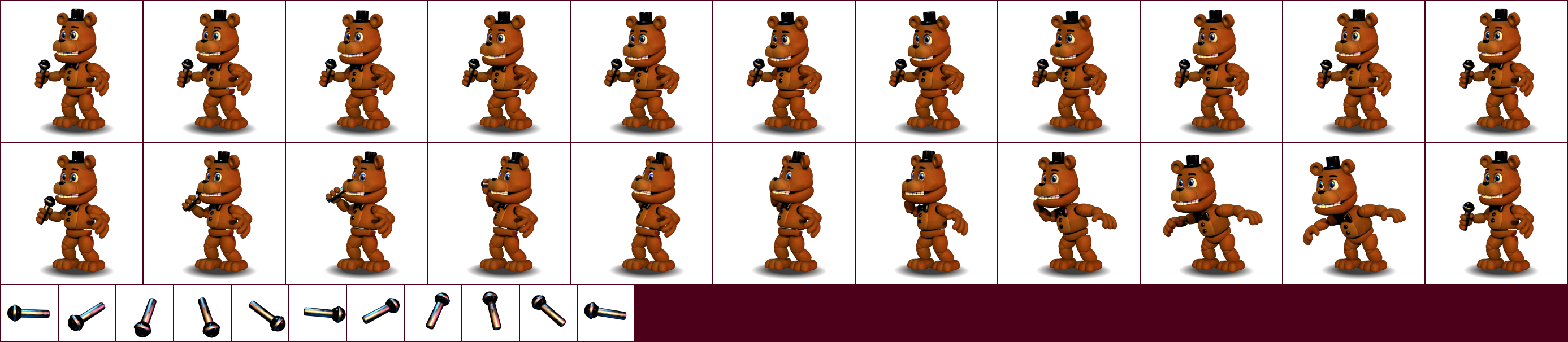 The Spriters Resource - Full Sheet View - FNaF World - Freddy