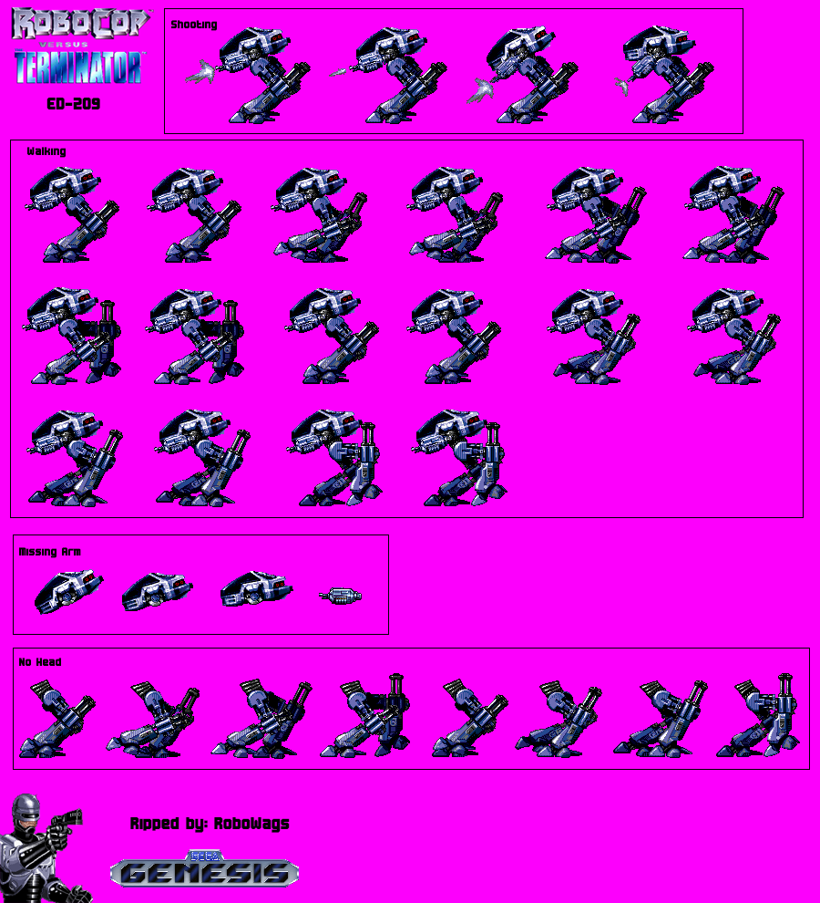 The Spriters Resource - Full Sheet View - RoboCop vs. The Terminator ...