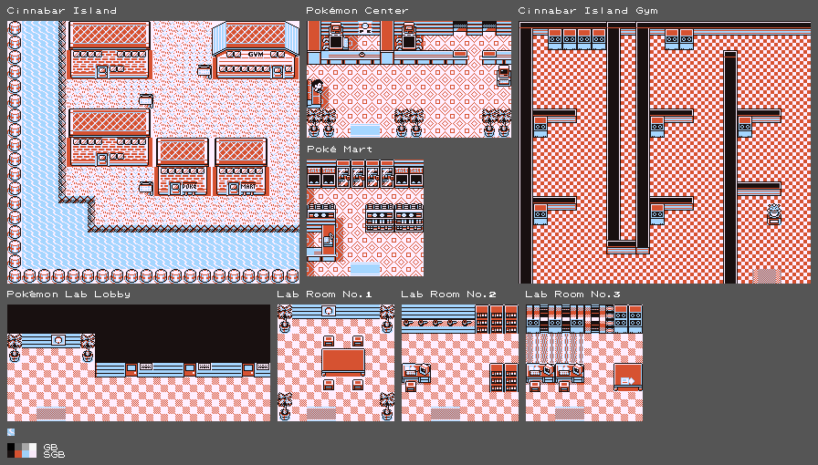 The Spriters Resource - Full Sheet View - Pokémon Red / Blue - Cinnabar ...