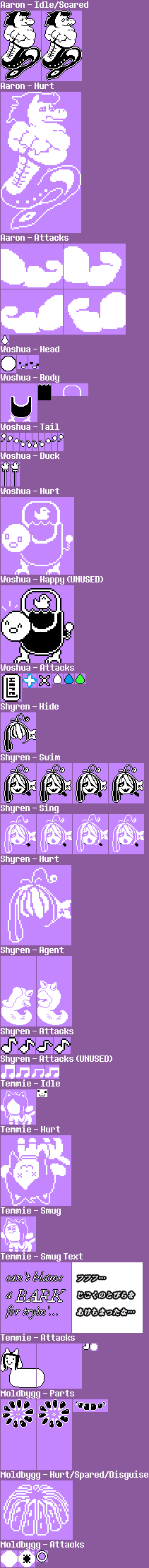 The Spriters Resource - Full Sheet View - Undertale - Monsters (Waterfall)