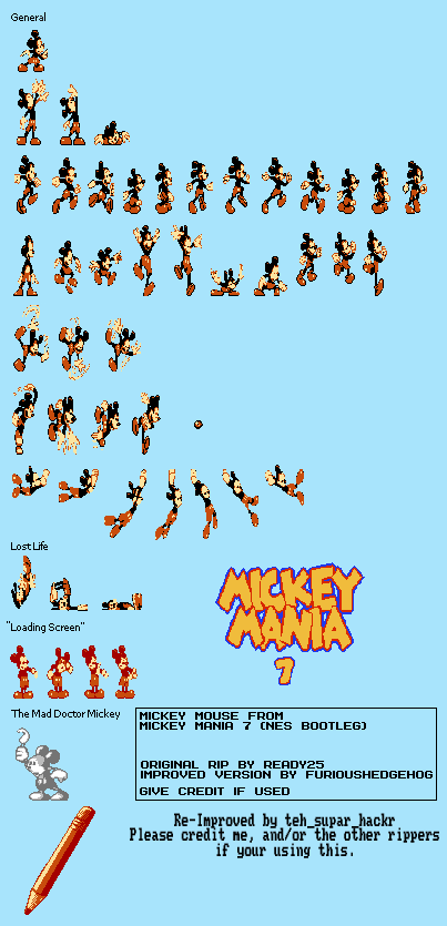 NES - Mickey Mania 7 (Bootleg) - Mickey Mouse - The Spriters Resource